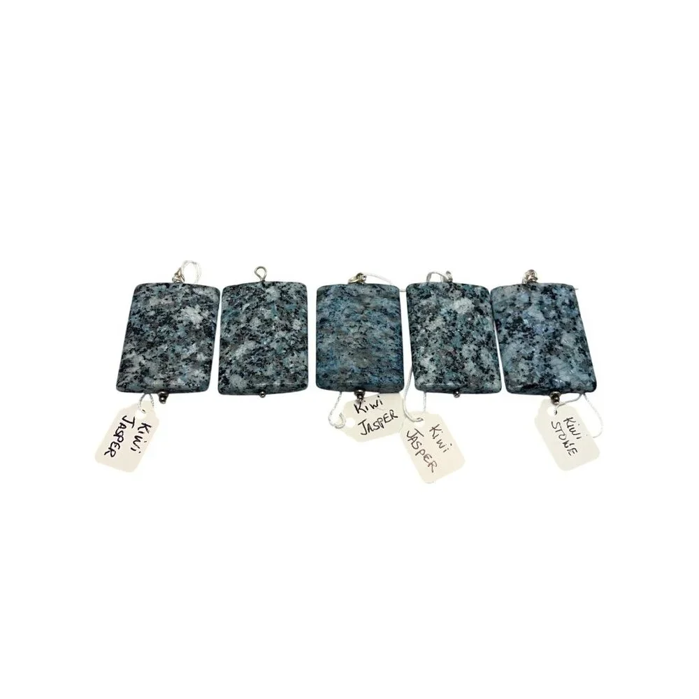 Lot Of 5 Large Kiwi Jasper Stone Pendants (2009) - Picture 5 of 9